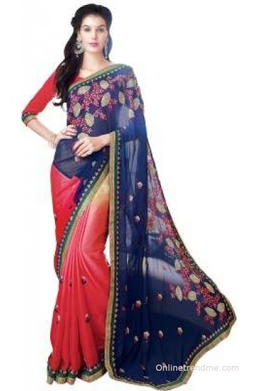 Hitansh Fashion Embriodered Fashion Chiffon Sari